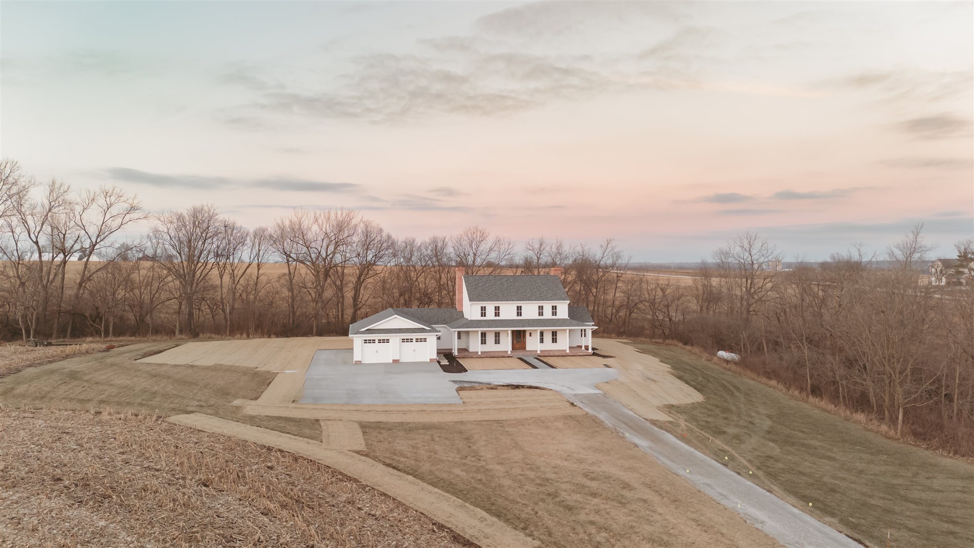 Custom home built by Sage Built at sunset
